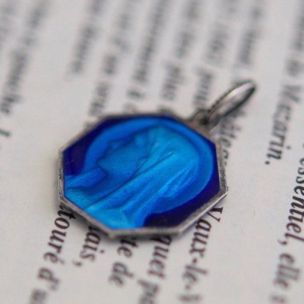 画像4: ルルドの聖母 2色ブルーエマイユのメダイ (4)