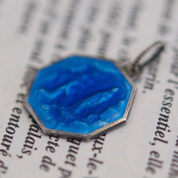 画像6: ルルドの聖母 2色ブルーエマイユのメダイ (6)