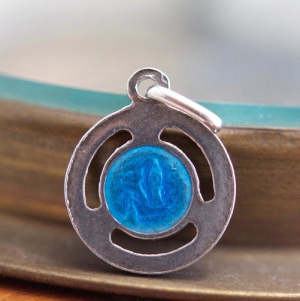 画像4: ルルドの聖母 ブルーエマイユの円形メダイ (4)