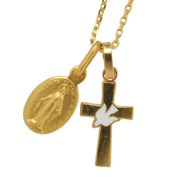 画像3: 鳩モチーフゴールドクロスチャーム (3)