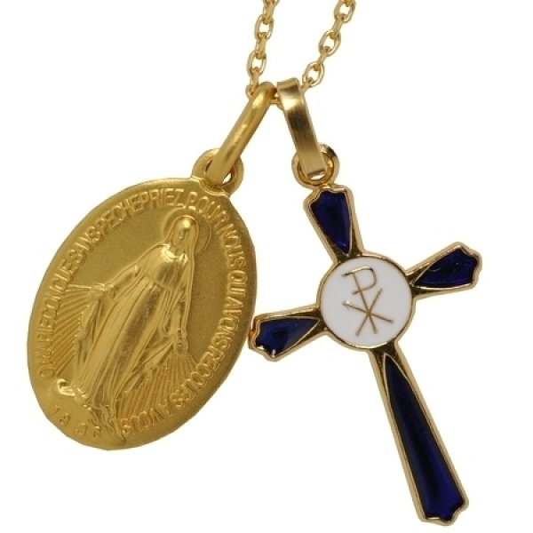 画像4: 18金コーティングゴールド×ブルークロスチャーム (4)