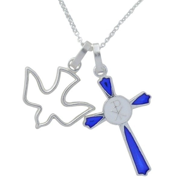 画像3: ブルー×ホワイトのシルバークロスチャーム (3)