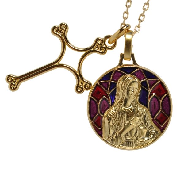画像3: マドレーヌ寺院聖女マグダラのマリアステンドグラスメダイ（レッド） (3)