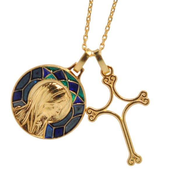 画像3: マドレーヌ寺院聖母マリア ステンドグラスメダイ（ブルー） (3)
