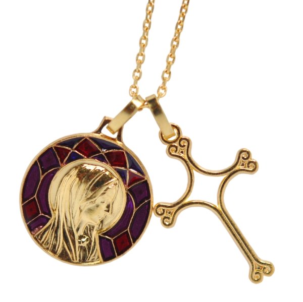 画像3: マドレーヌ寺院マグダラのマリア ステンドグラスのメダイ（レッド） (3)