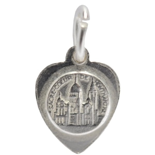画像2: サクレクール寺院シルバーハート型チャーム (2)