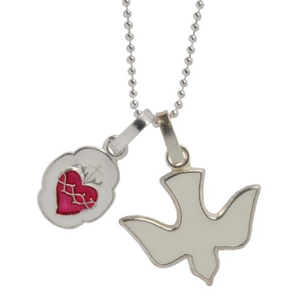 シルバー×ホワイト鳩モチーフチャーム現行品・パリの教会アクセサリー